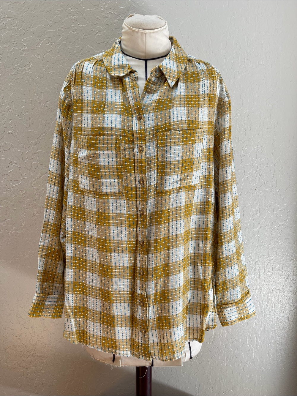 Pilcro Mustard Plaid Button-Up Shirt